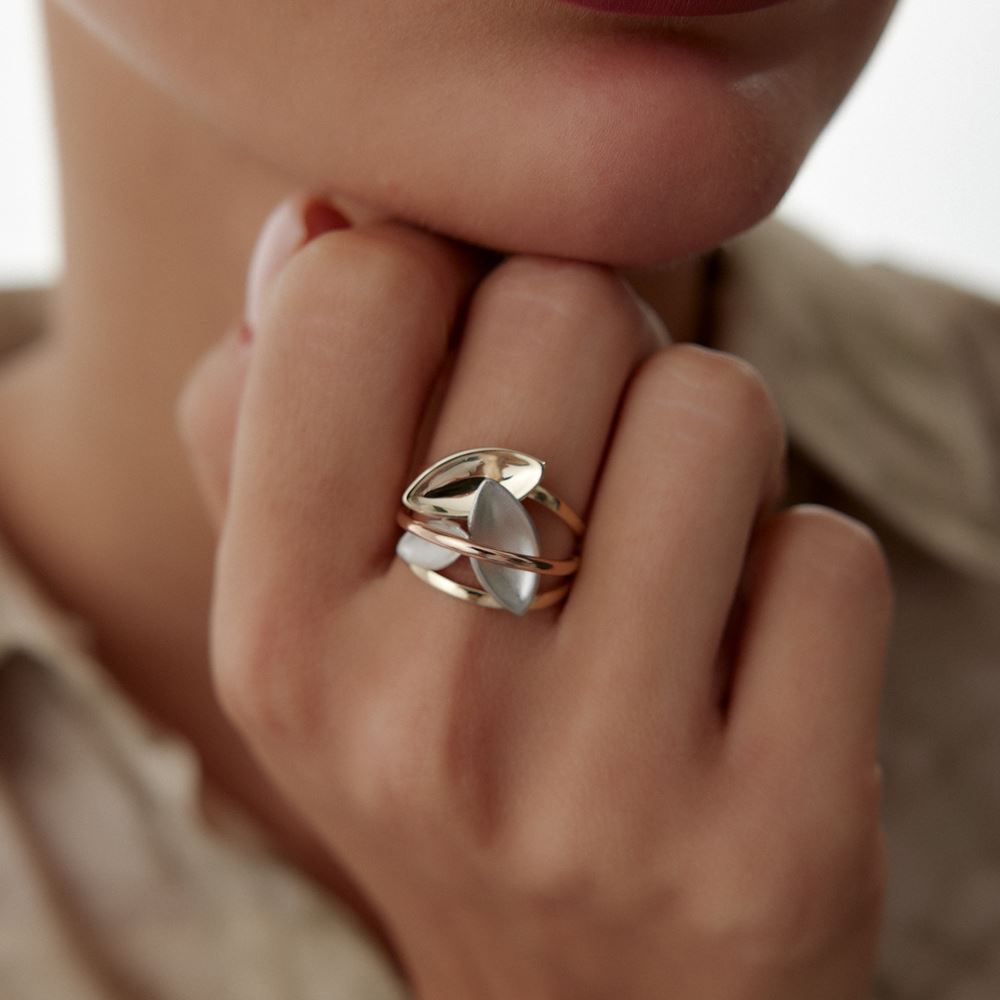 Üç Yaprak Üç Renk Tasarım Yüzük