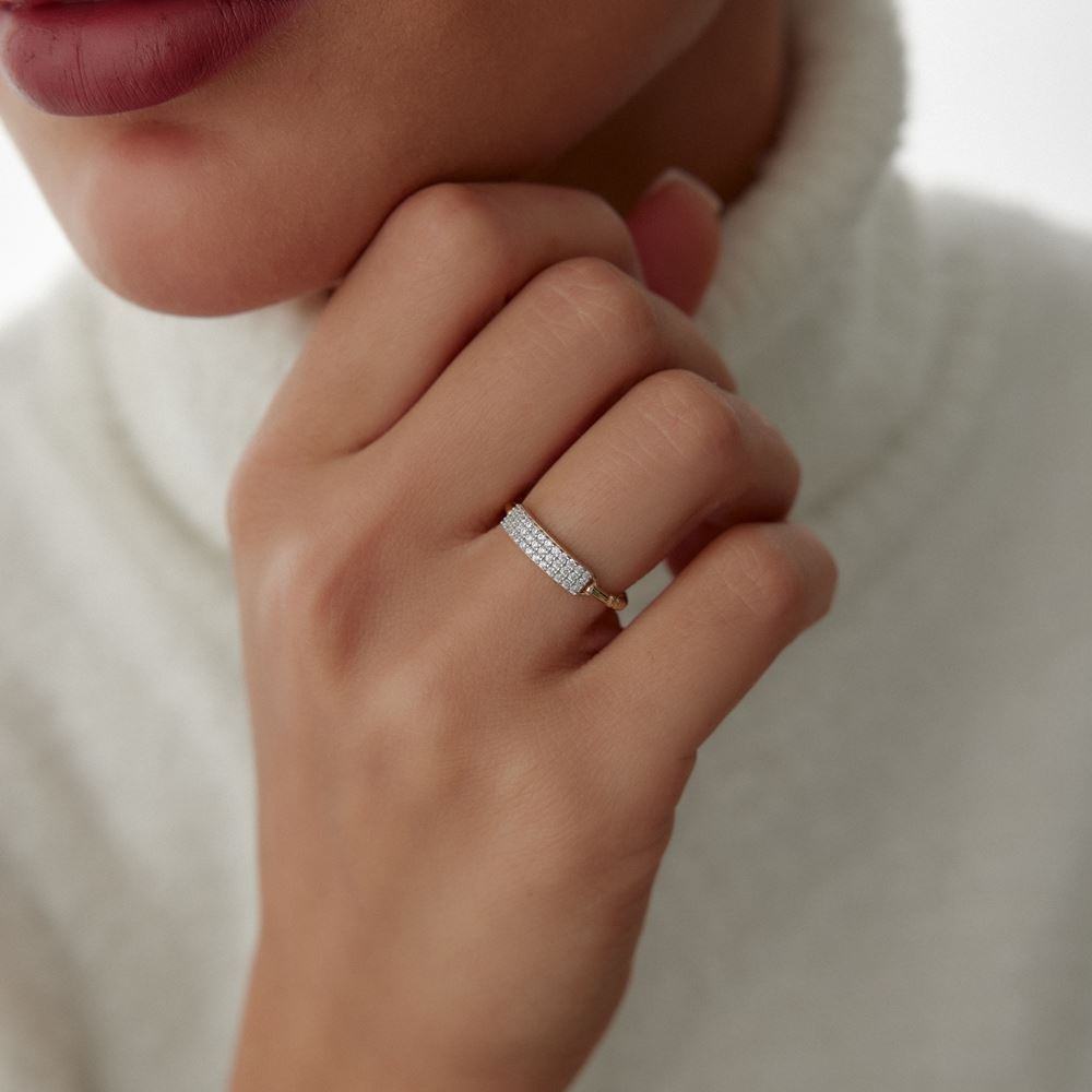 Nokta Ve Boğum Tasarım Baget Taşlı Yüzük