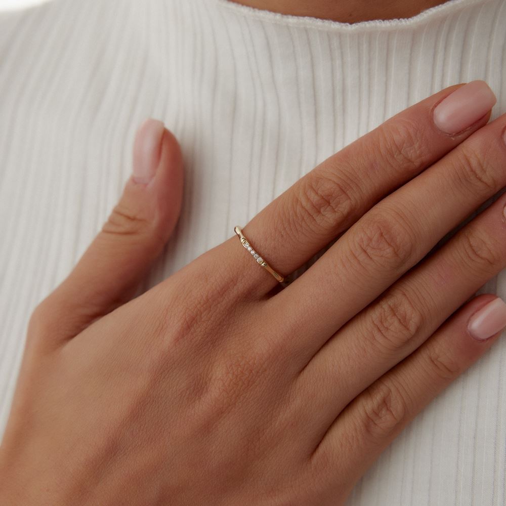 Kemik Tasarım Taşlı Yüzük