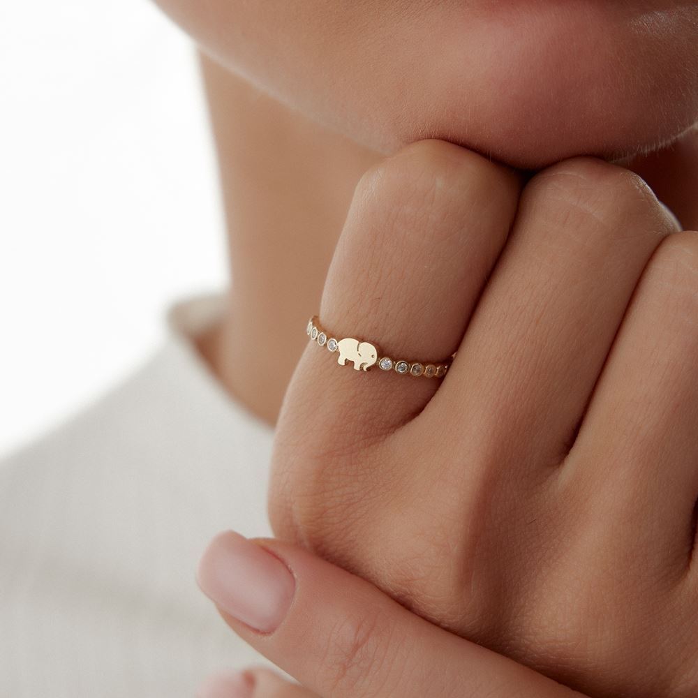 Fil Nokta Taşlı Yüzük