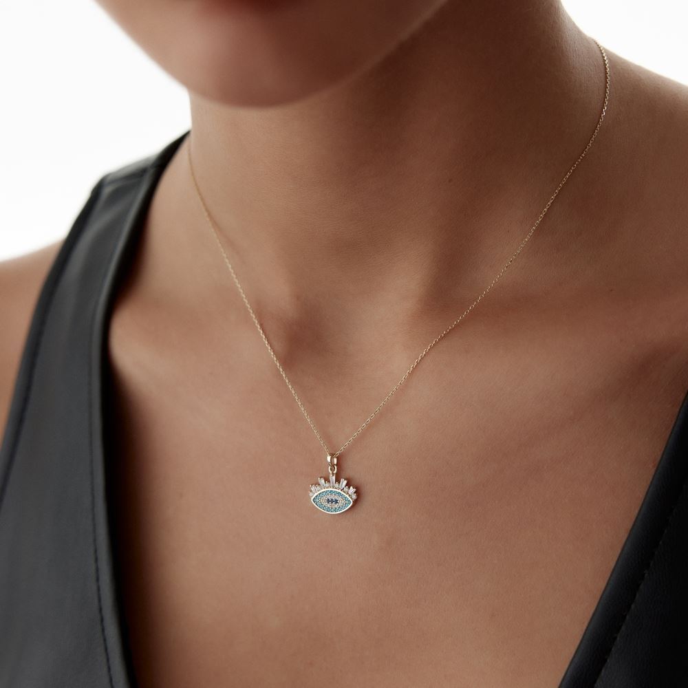 Renkli Parçalı Taşlı Göz Kolye