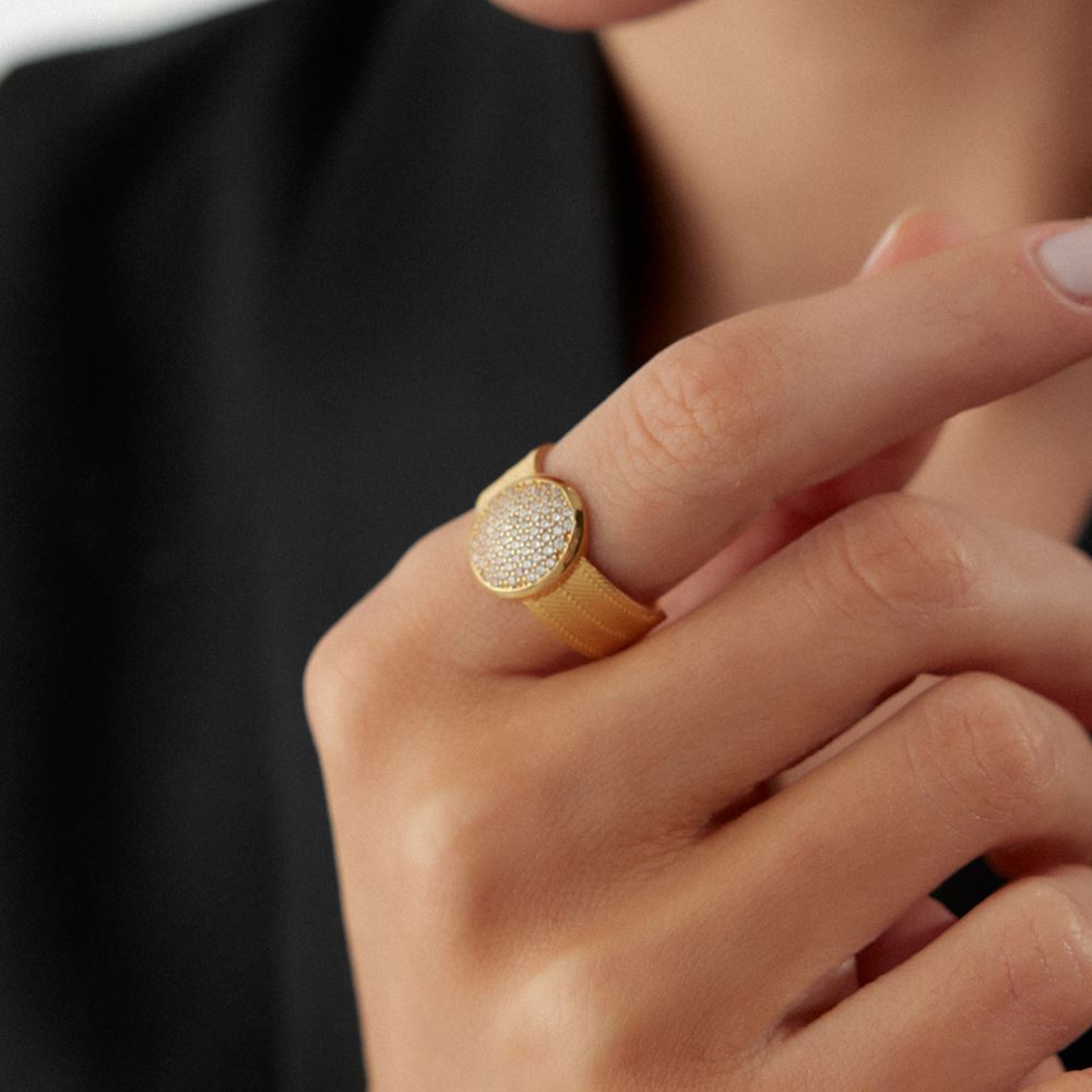 Oval Taşlı Kalze Yüzük