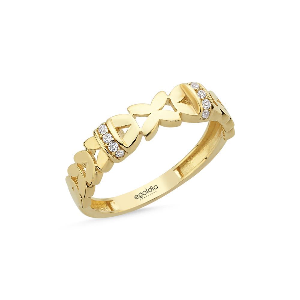 V Tasarım Taşlı Yüzük