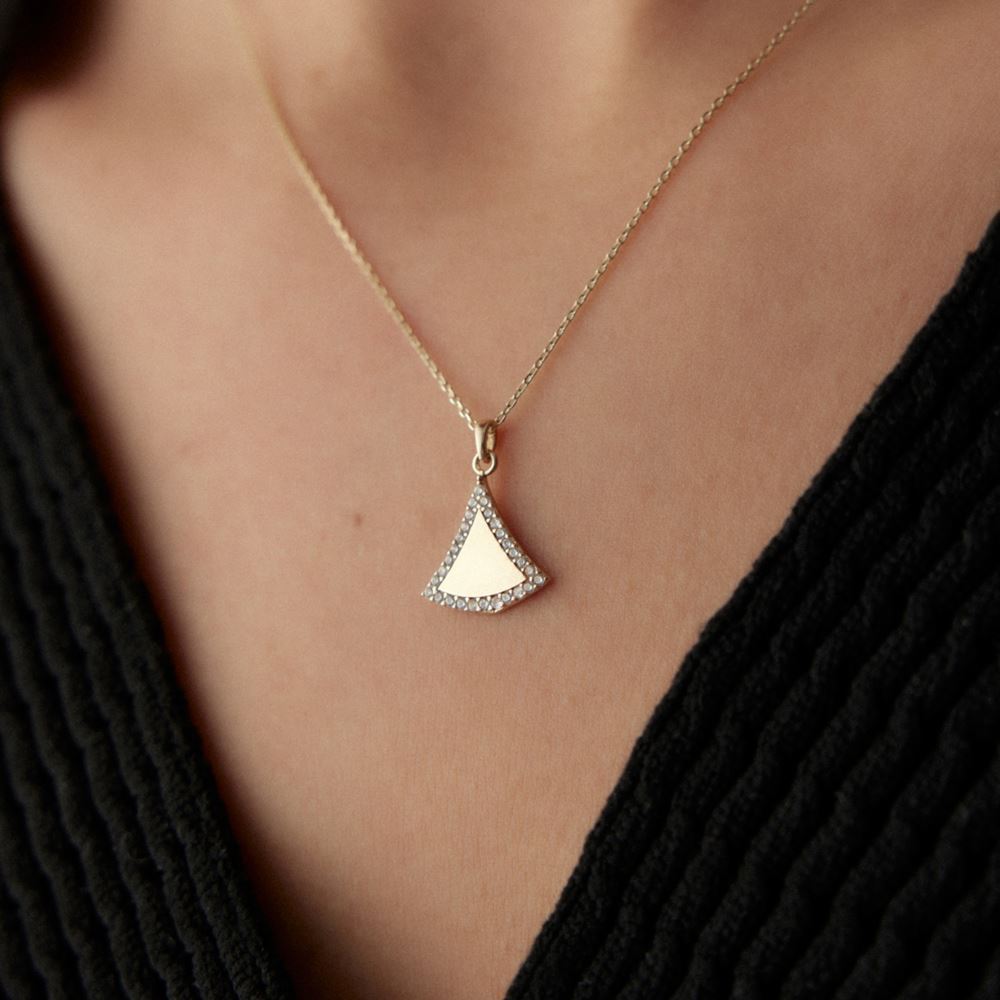 Yelpaze Taşlı Kolye Ucu