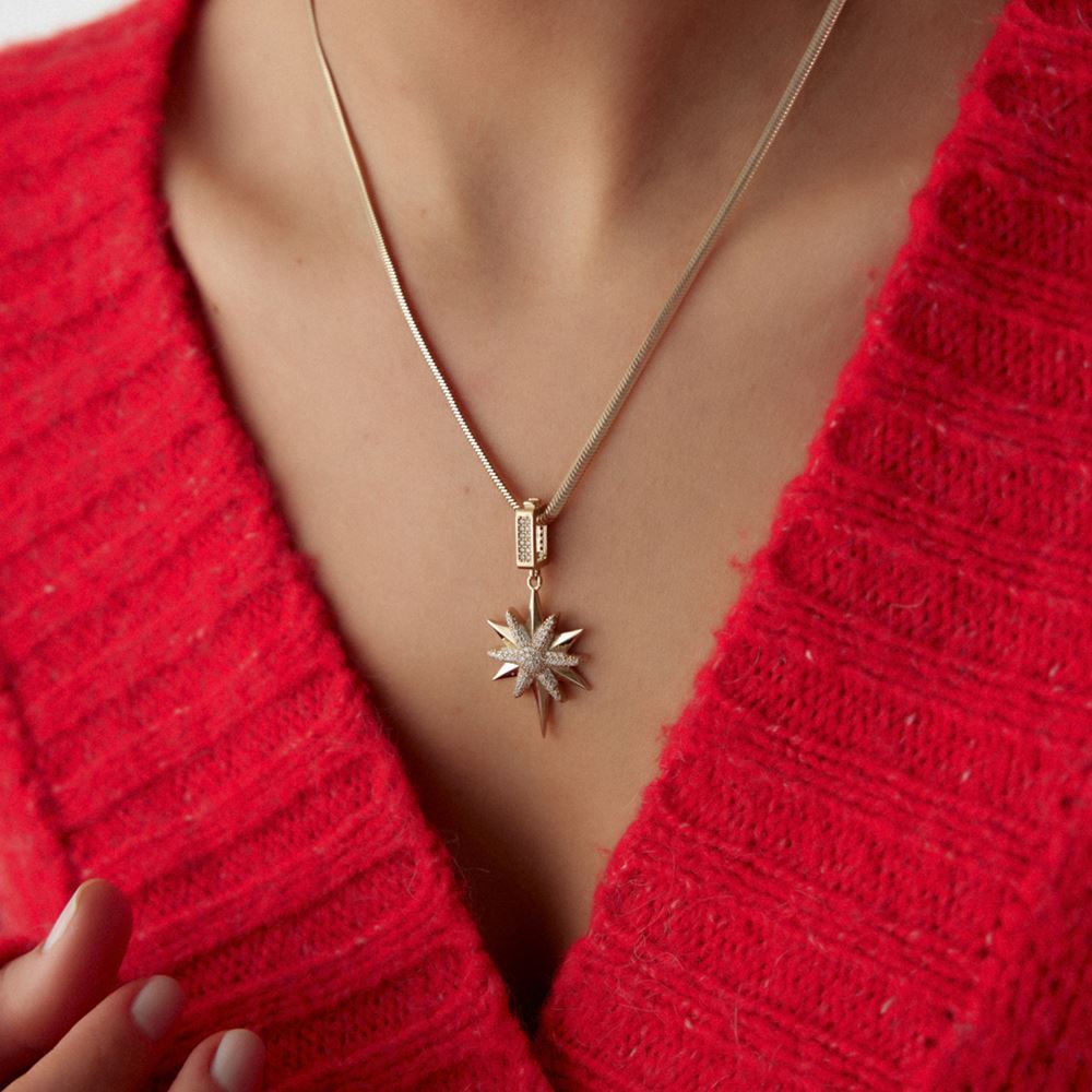 Kutup Yıldız Taşlı Charm Kolye Ucu