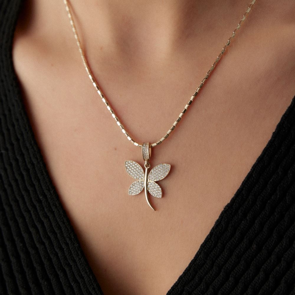 Kelebek Taşlı Kolye Ucu