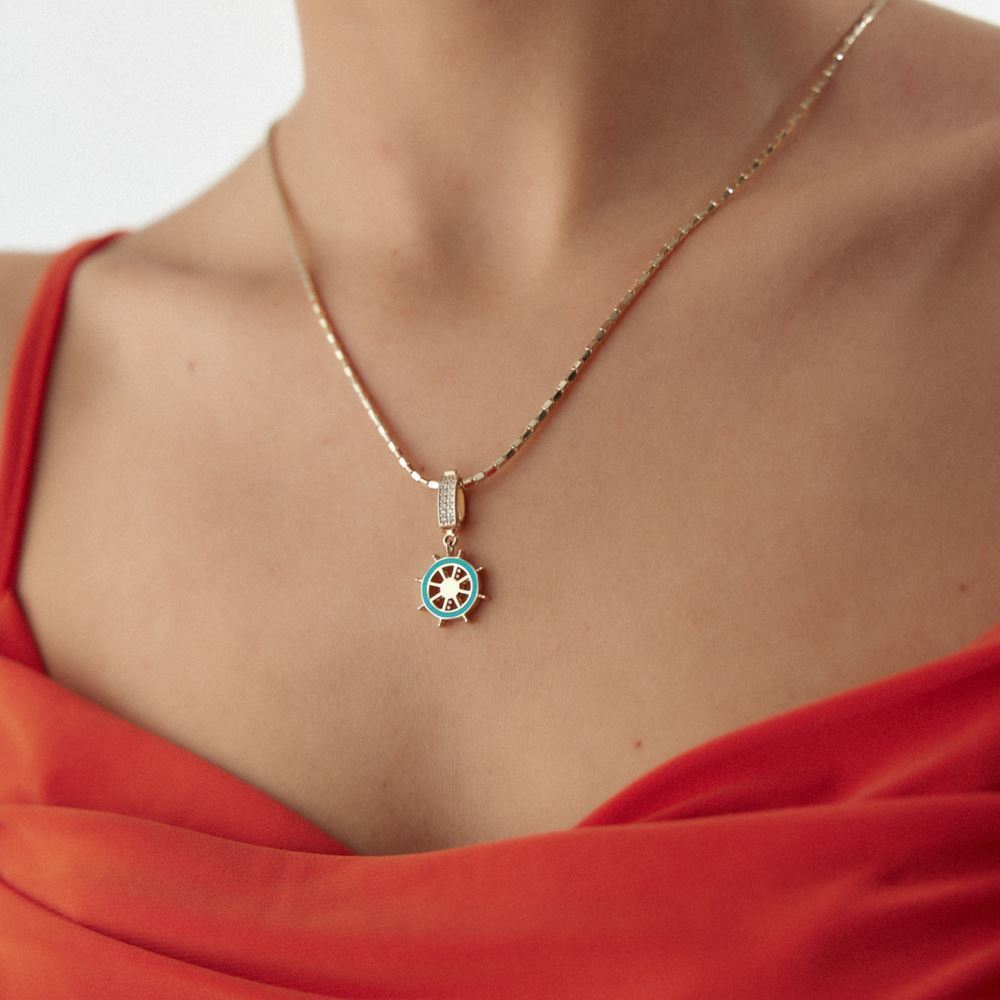 Dümen Turkuaz Mineli Charm Kolye Ucu