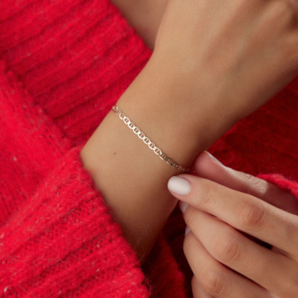 İtalyan Oval Çizgi Tasarım Bileklik