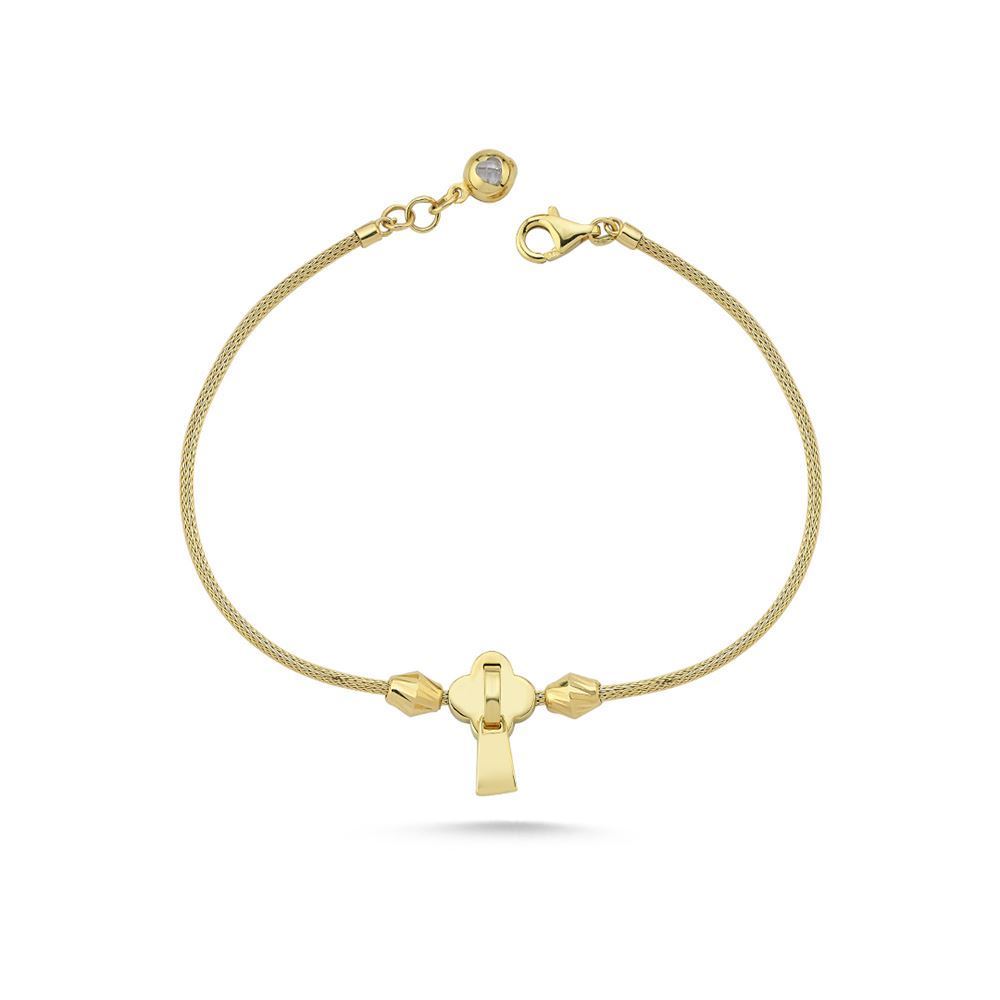 Yonca Siyah Fermuar Mineli Bileklik