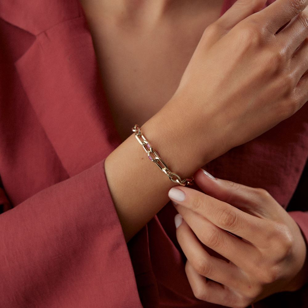 Tasarım Pembe Taşlı Bileklik