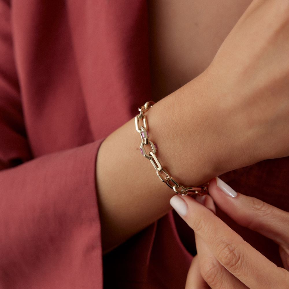 Tasarım Pembe Taşlı Bileklik