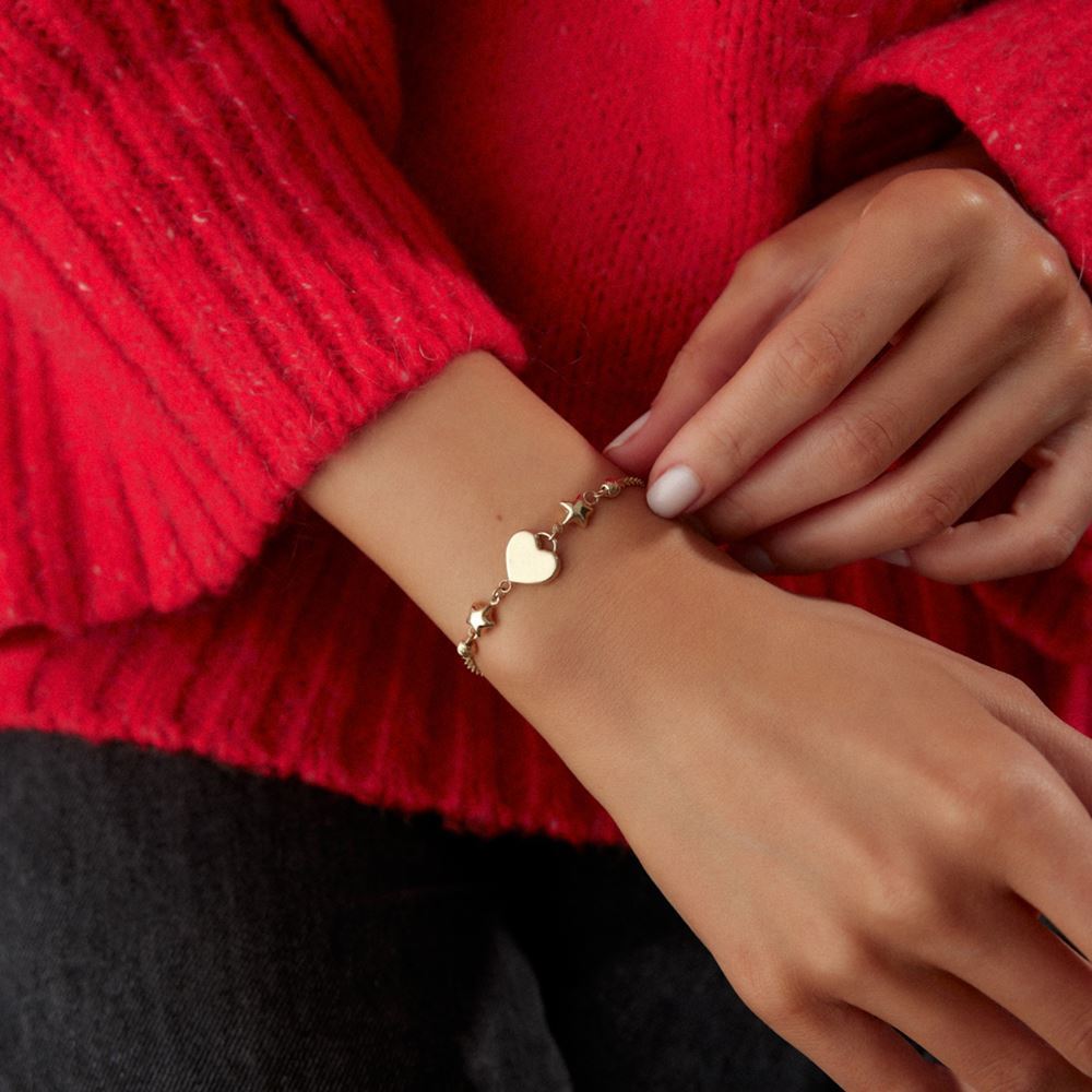 Kalp Yıldız Kalemli Top Bileklik