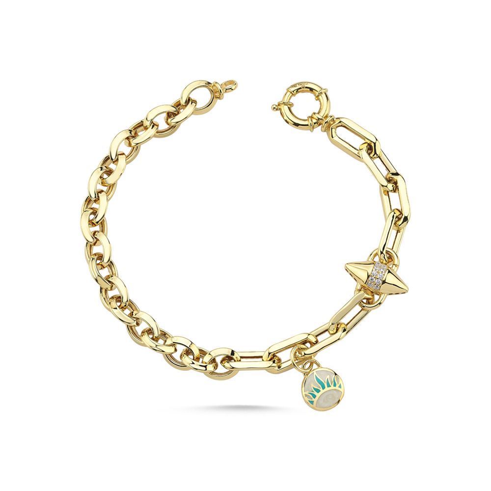 Mineli Yuvarlak Desenli Bileklik