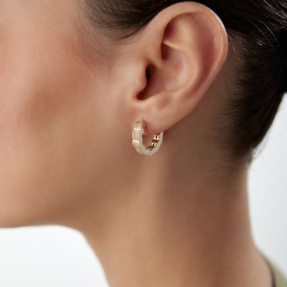 Boğumlu Halka Taşlı Küpe