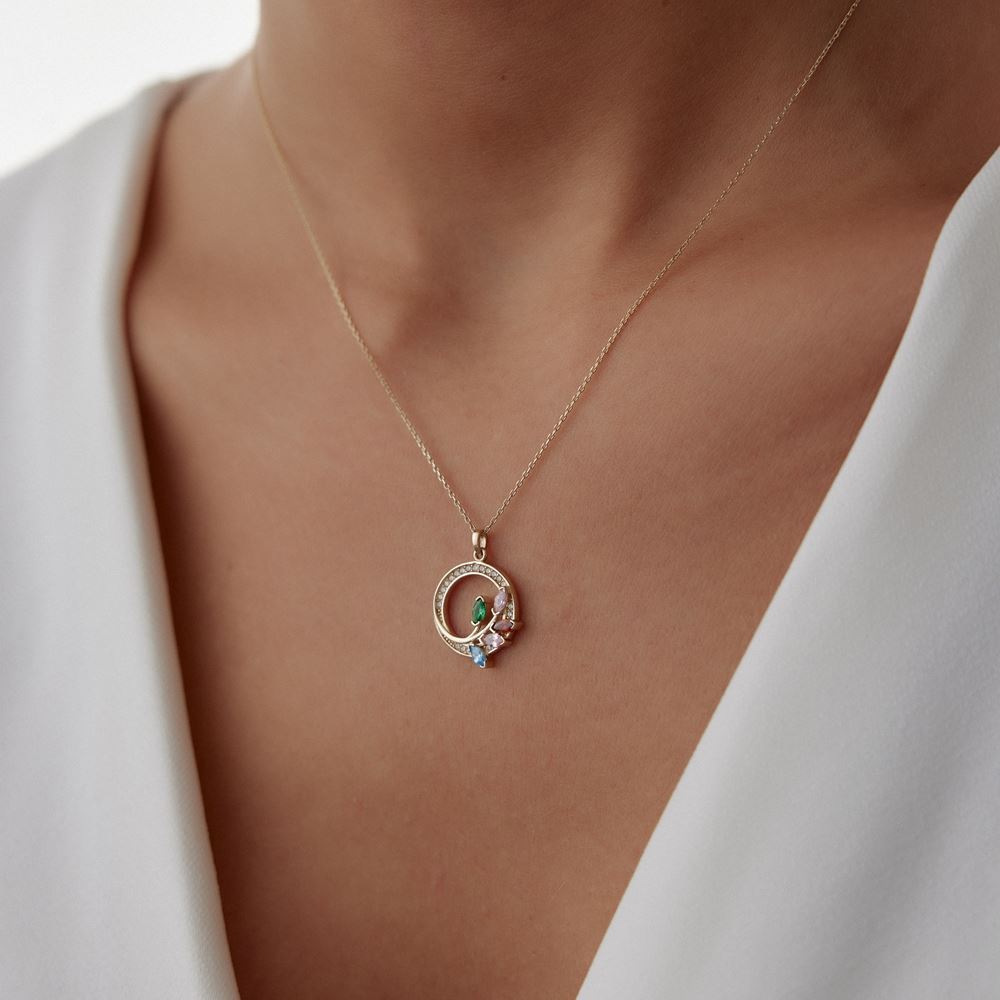 Dörtgen Taşlı Kolye