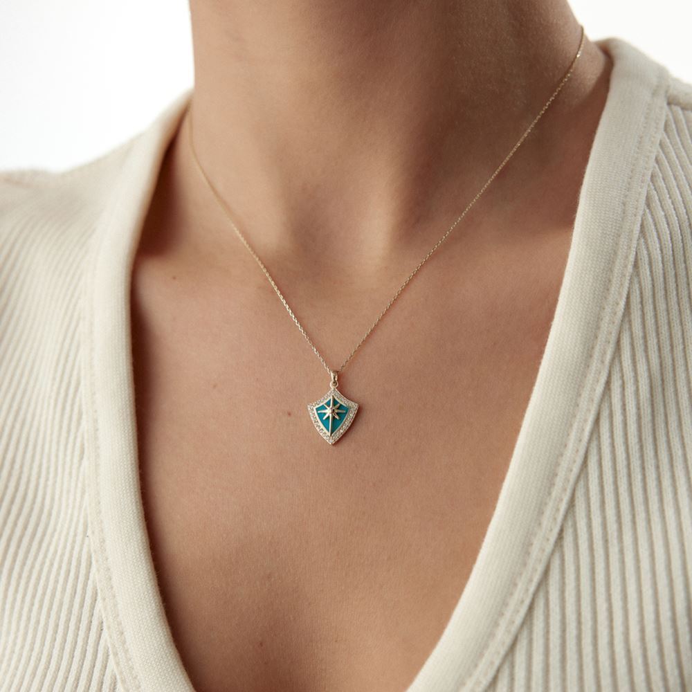 Kutup Yıldız Turkuaz Mineli Kolye