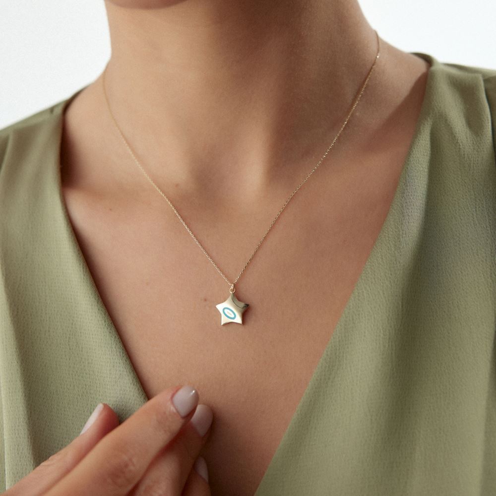 Mineli Yıldız Tasarım Kolye