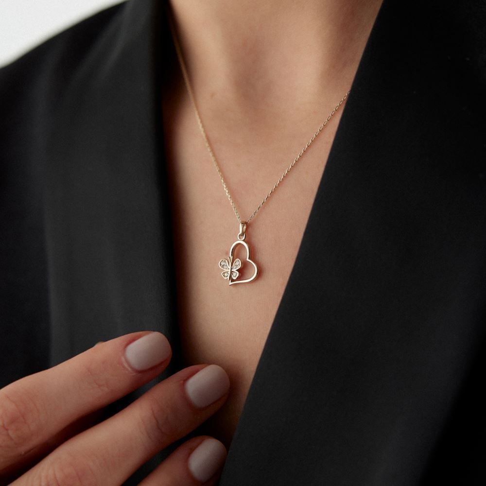 Kalp Kelebek Kolye