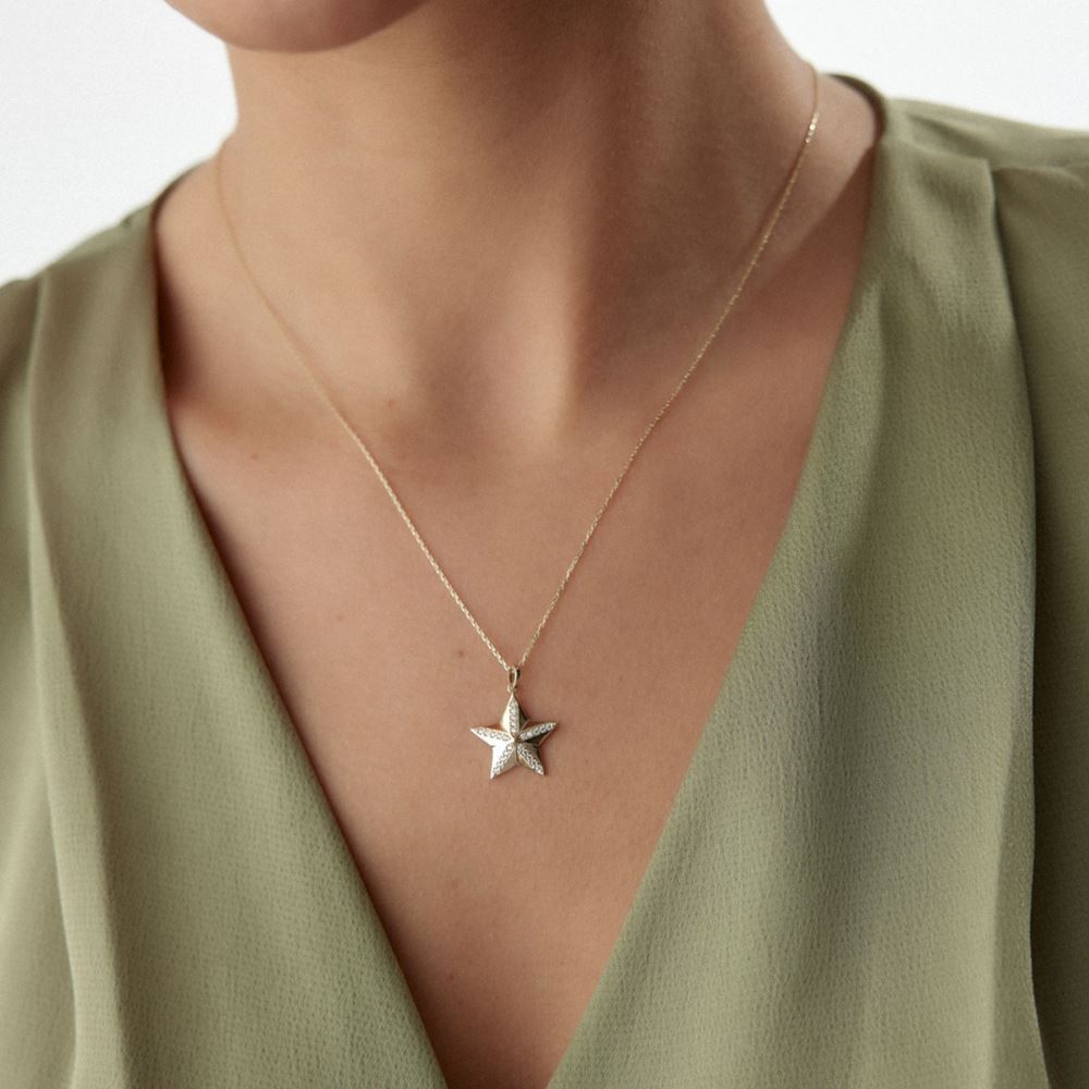 Deniz Yıldızı Taşlı Kolye