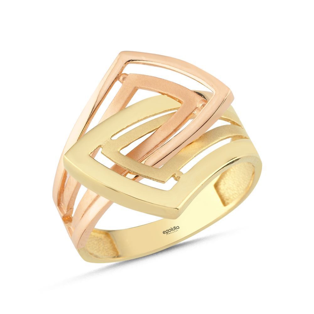 Grek Desen Üç Renk Yüzük