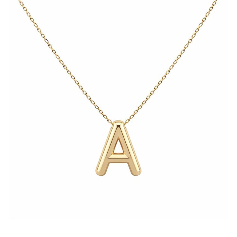 Balon Model Altın Harf Kolye – Büyük Boy Yuvarlak Hatlı Tasarım (1,8 × 1,15 cm – 0,3 mm)