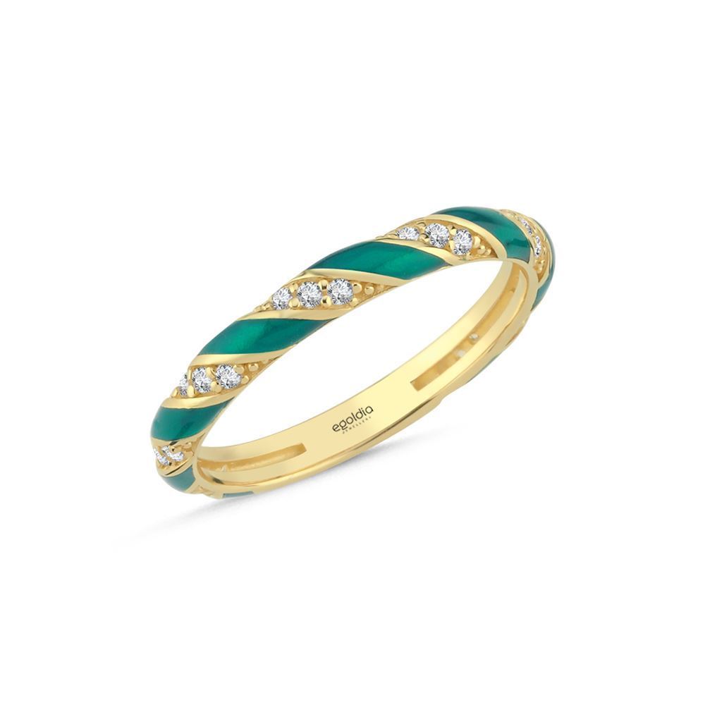 Sarmaşık Tasarım Mineli Renkli Taşlı Yüzük