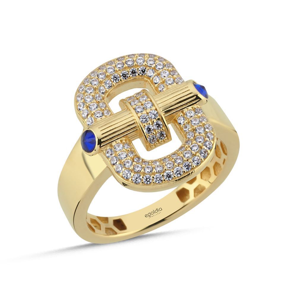 Toka Tasarım Mavi Taşlı Yüzük