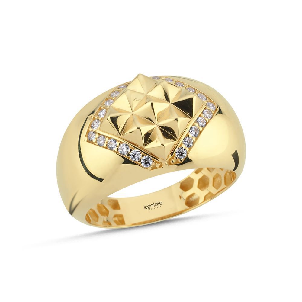 Oval Tasarım Kare Taşlı Yüzük