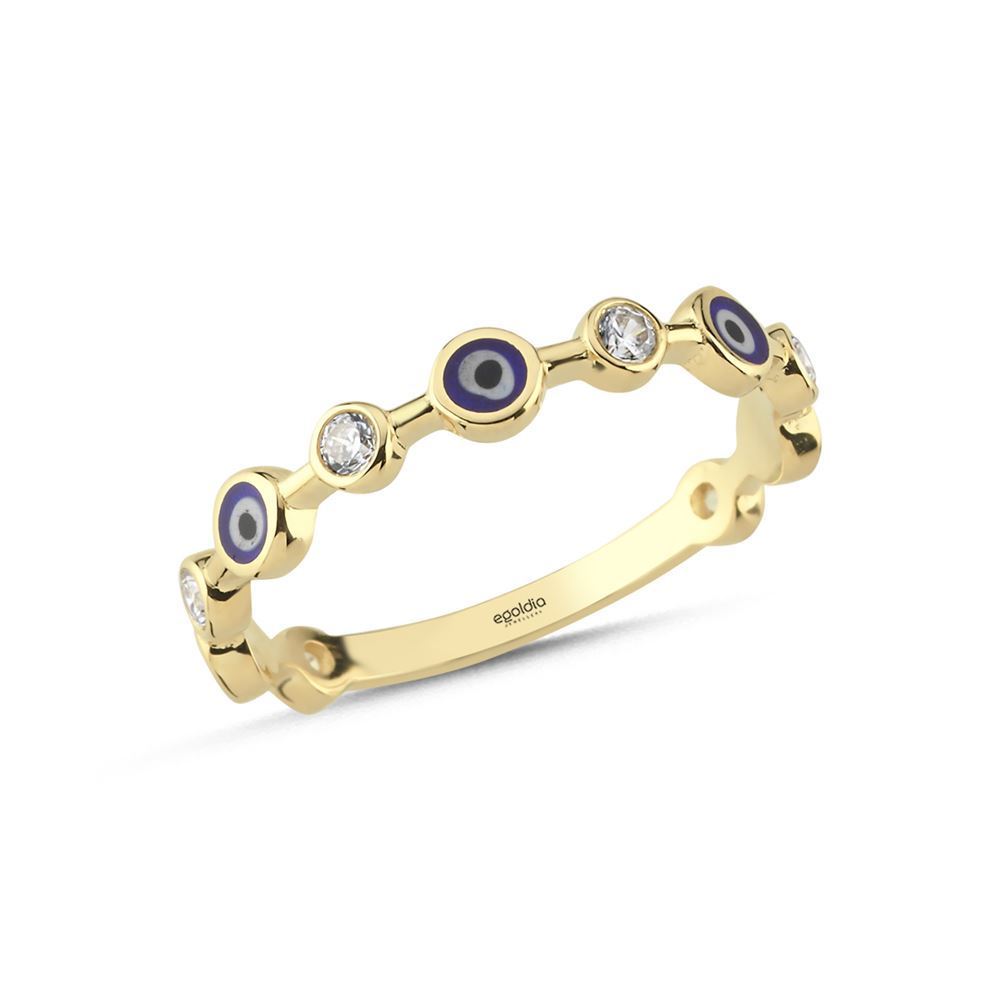 Göz Turkuaz Mineli Oval Taşlı Yüzük